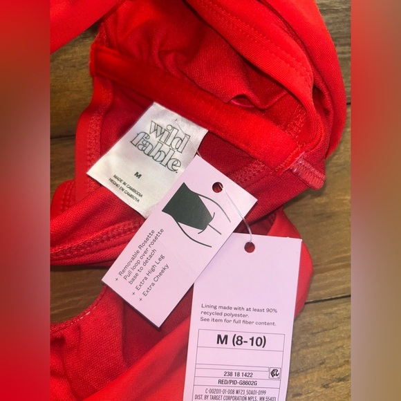 WILD FABLE Red Extra High Leg Extra Cheeky One Piece Swimsuit Scoop Back - Picture 9 of 10